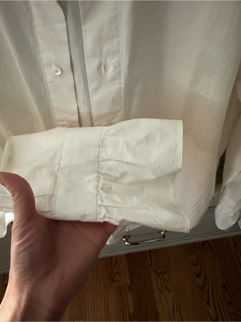 Alex Mill White Ruffle Collar Shirt - Picture 3 of 3